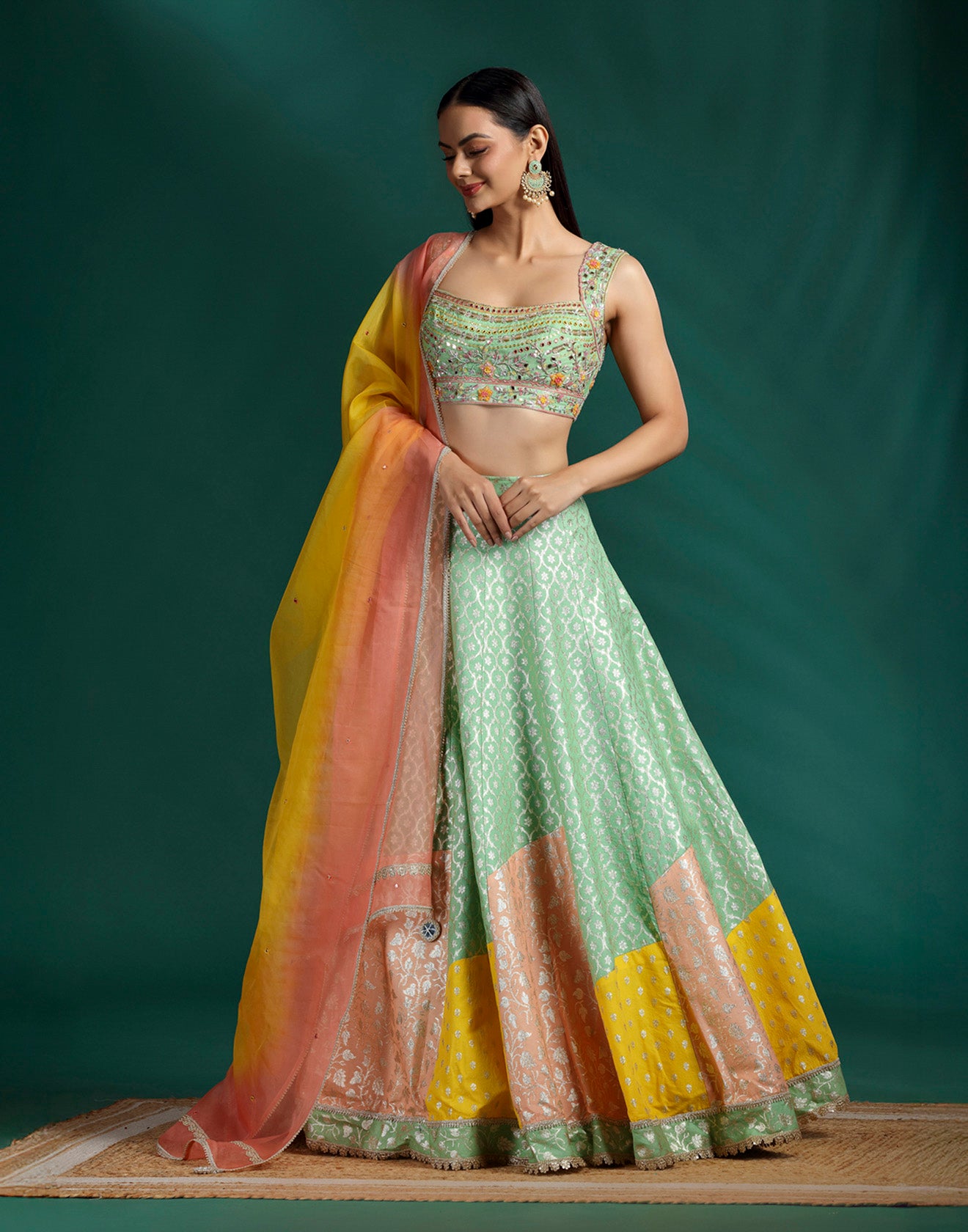 Sorbet Swirl Brocade Lehenga Set