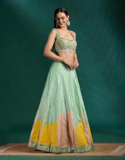 Sorbet Swirl Brocade Lehenga Set