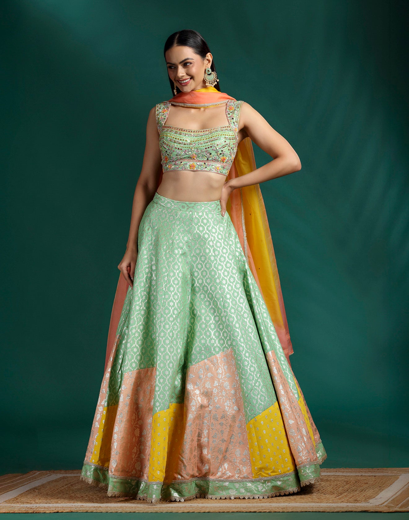 Sorbet Swirl Brocade Lehenga Set