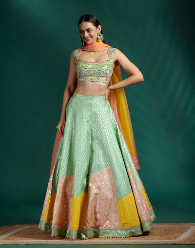 Sorbet Swirl Brocade Lehenga Set