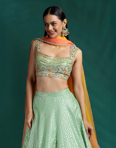 Sorbet Swirl Brocade Lehenga Set