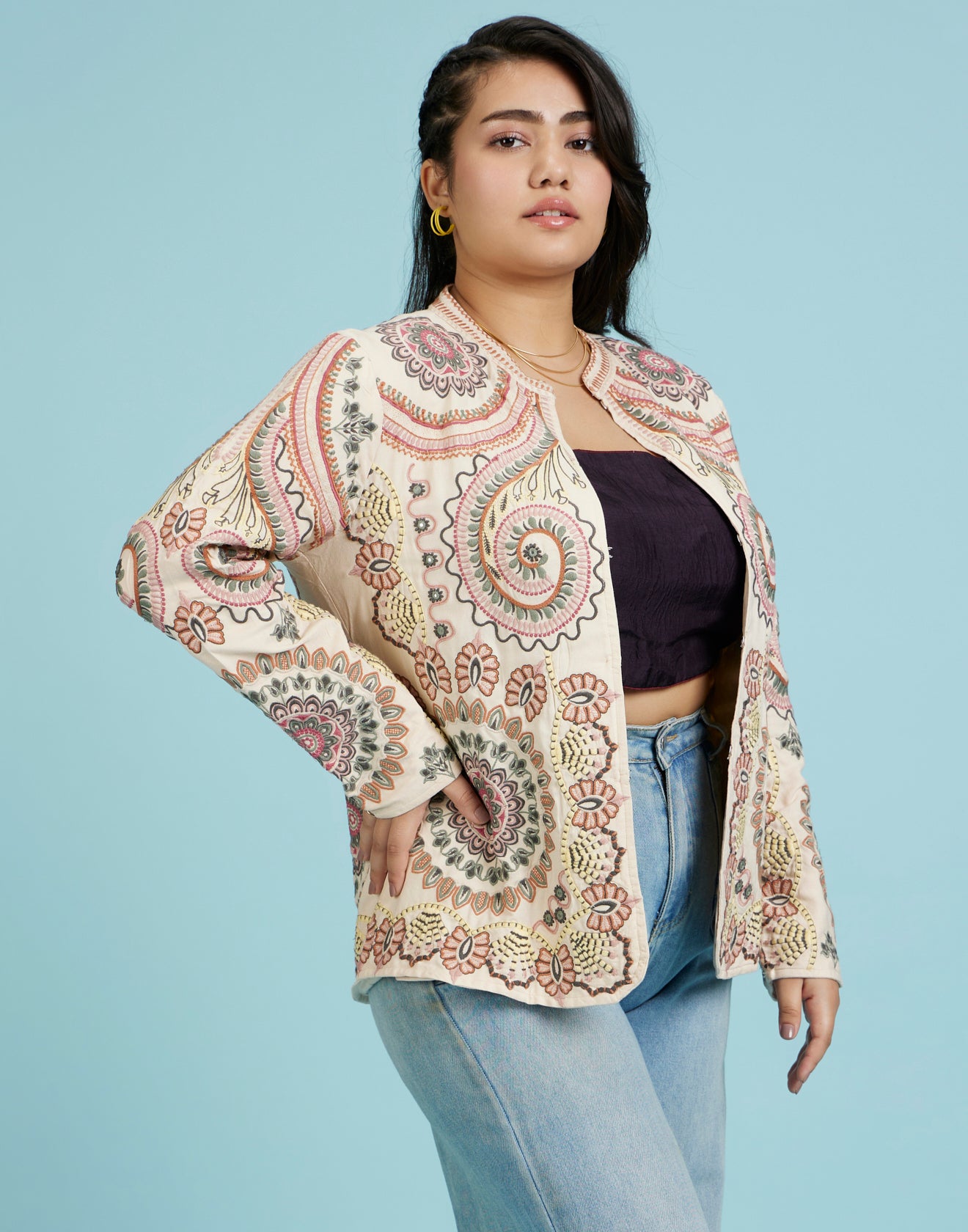 Buy Summer Palette Thread Embroidered Ethnic Jacket online