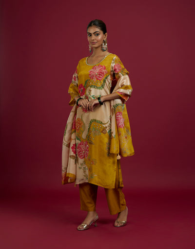 Sun Rays Hue Floral Printed Festive Kurta Set