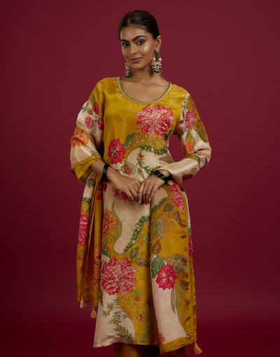 Sun Rays Hue Floral Printed Festive Kurta Set