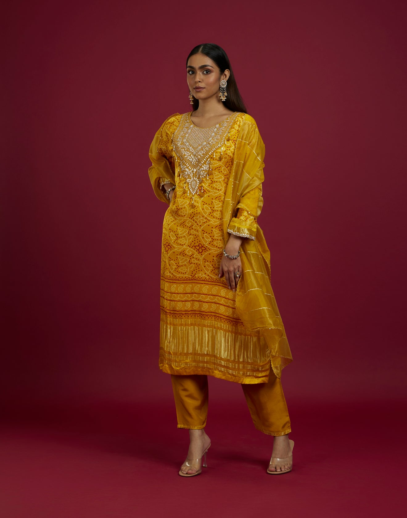 Sunny Yellow Bandhej Festive Kurta Set