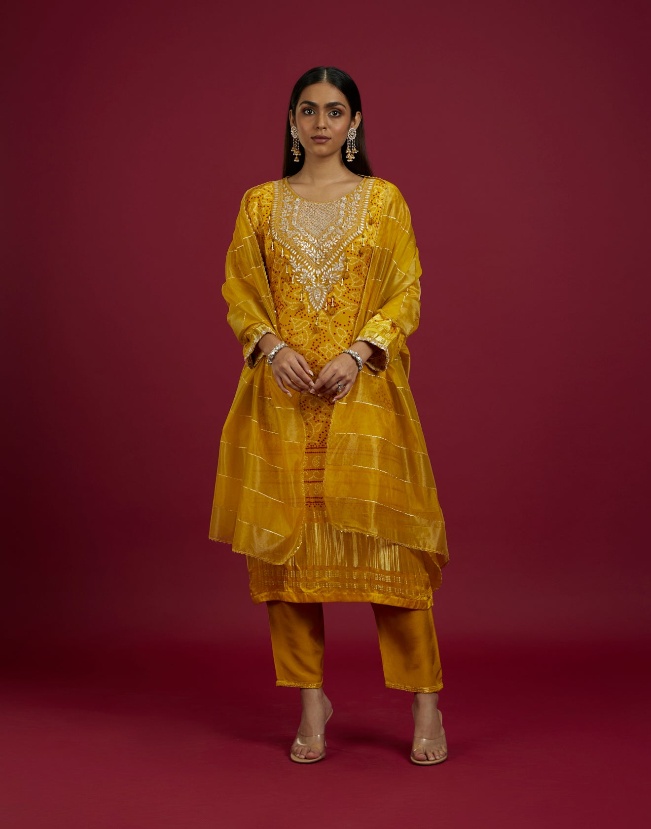 Sunny Yellow Bandhej Festive Kurta Set