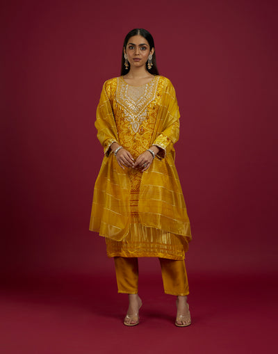 Sunny Yellow Bandhej Festive Kurta Set