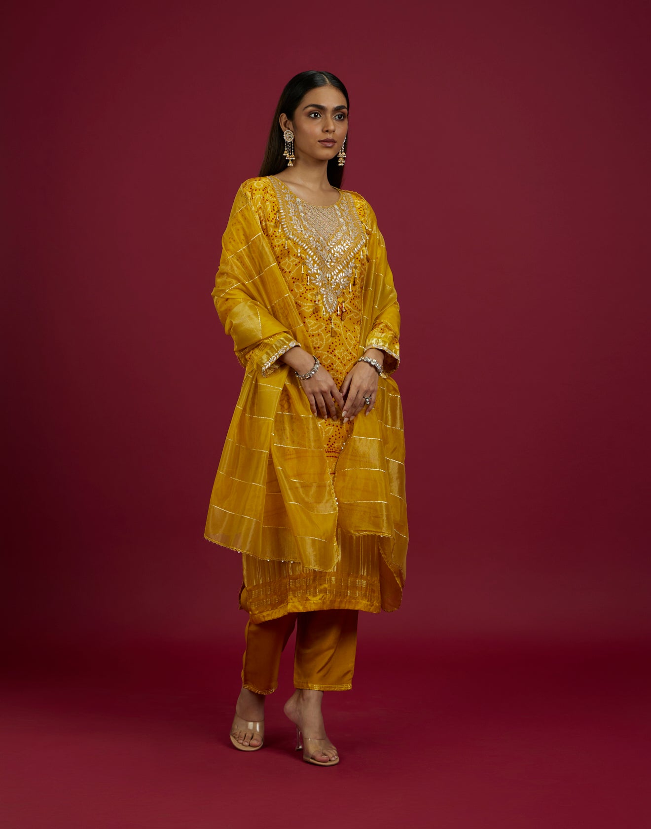 Sunny Yellow Bandhej Festive Kurta Set