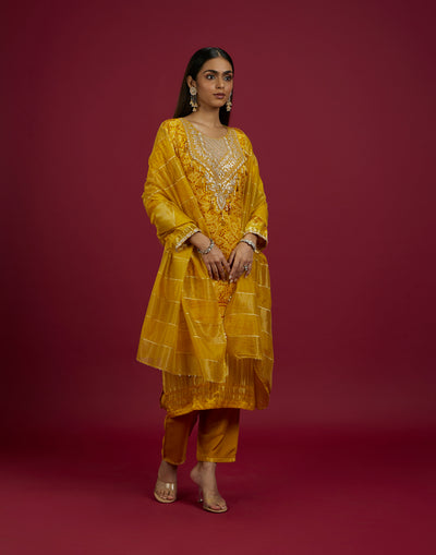 Sunny Yellow Bandhej Festive Kurta Set