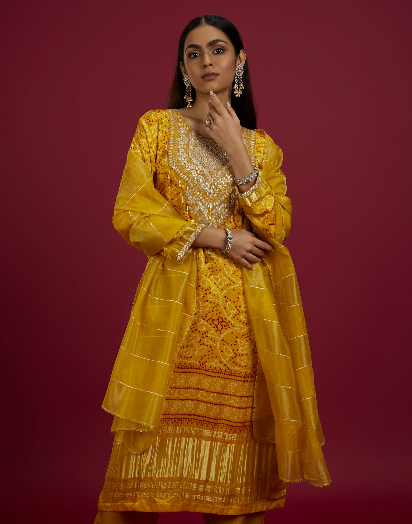 Sunny Yellow Bandhej Festive Kurta Set