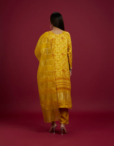 Sunny Yellow Bandhej Festive Kurta Set