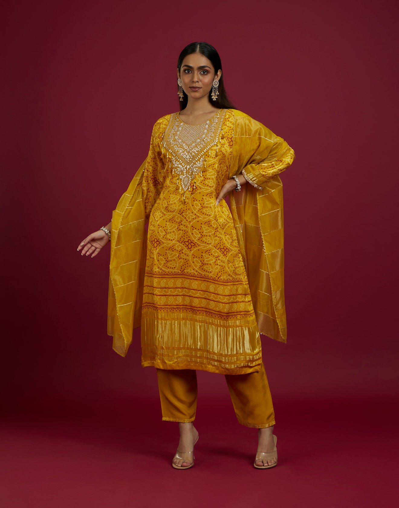 Sunny Yellow Bandhej Festive Kurta Set