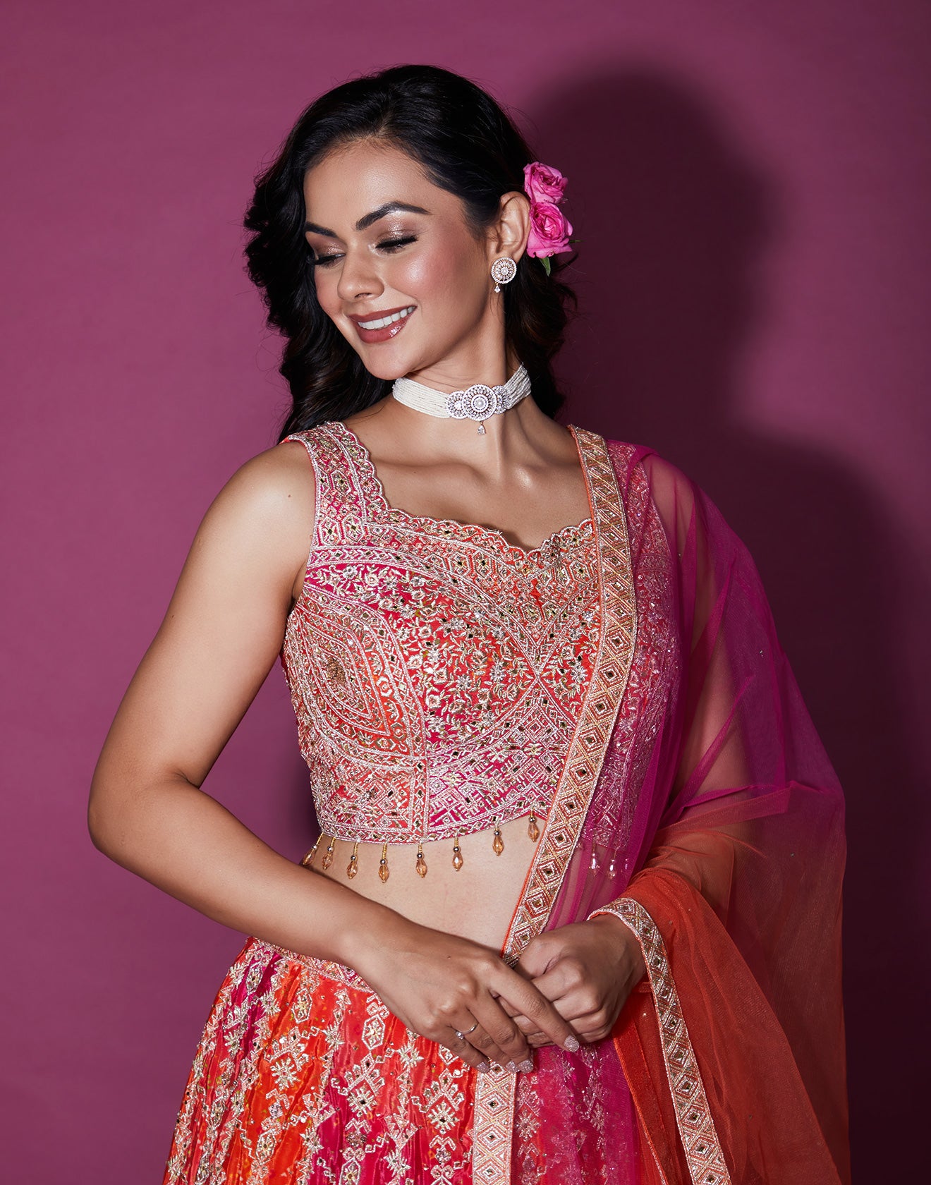 Sunset Hues Embroidered Lehenga Set