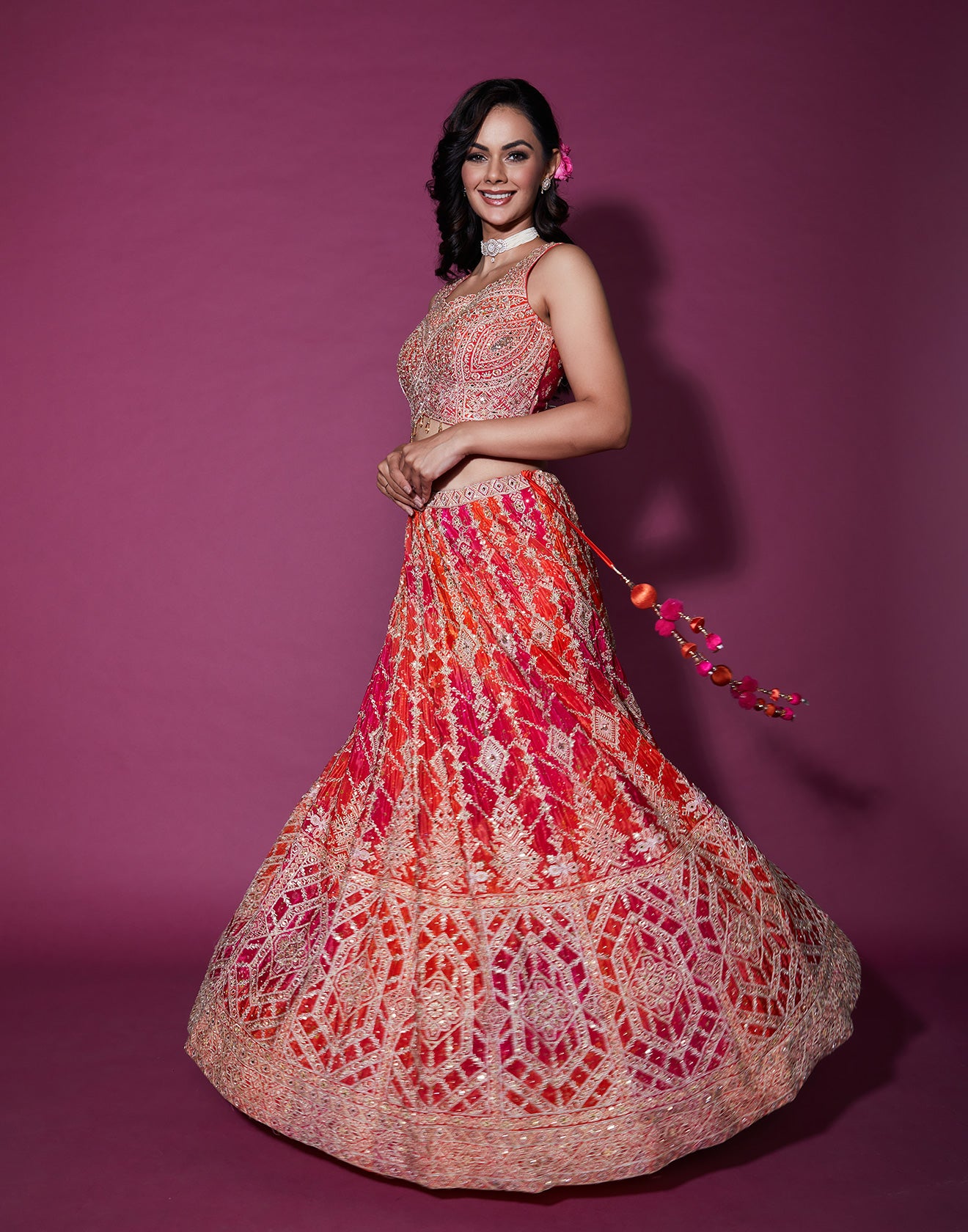 Sunset Hues Embroidered Lehenga Set