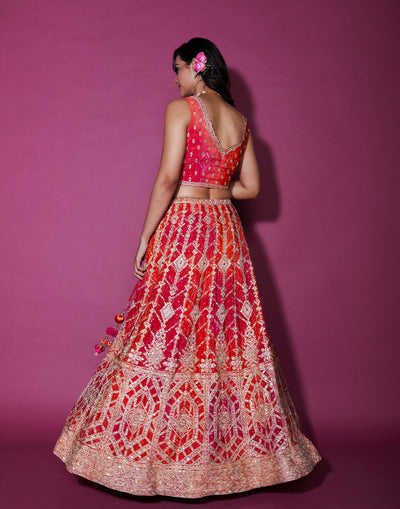 Sunset Hues Embroidered Lehenga Set