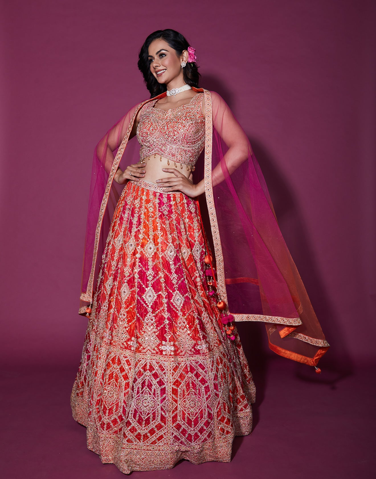 Sunset Hues Embroidered Lehenga Set