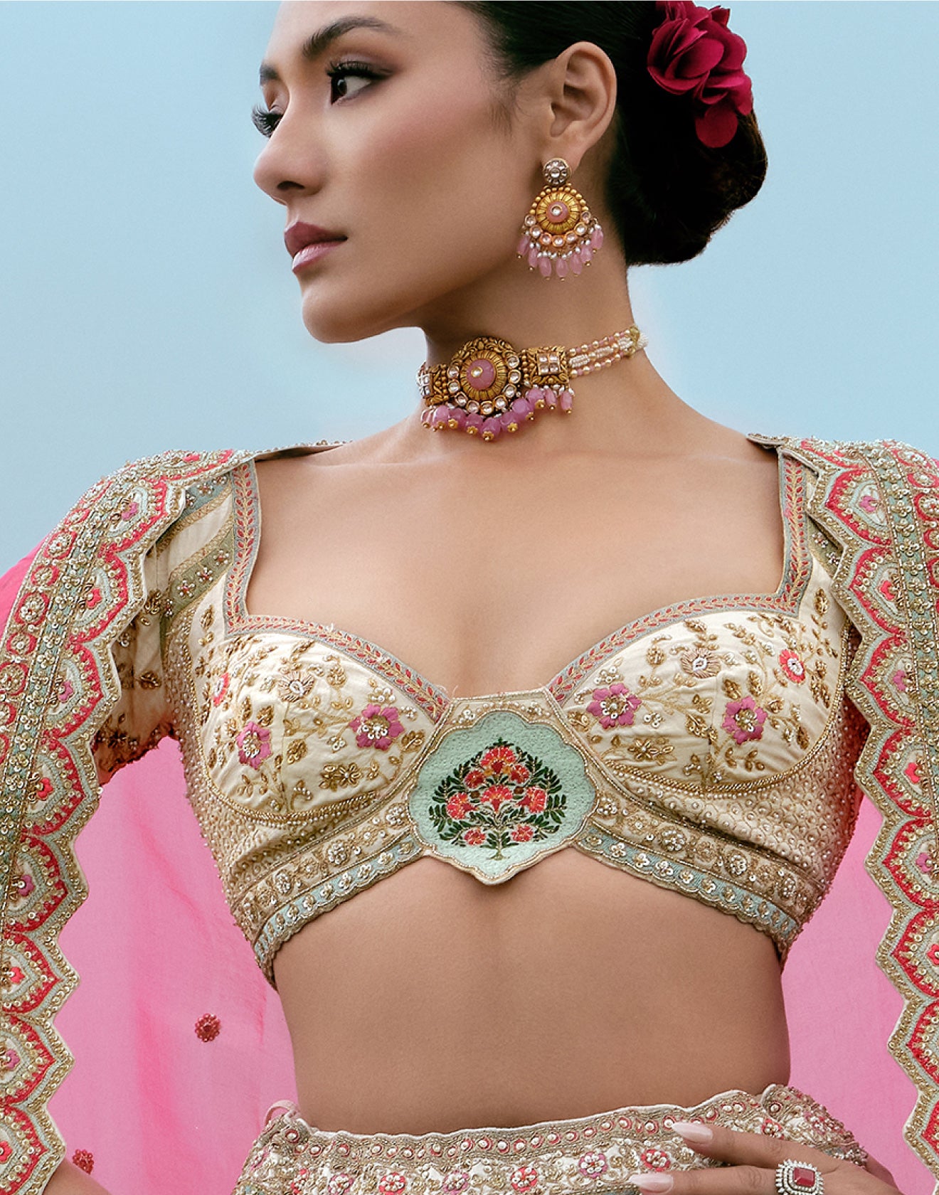 The Mughal Jharokha Print With Embroidery Bridal Lehenga