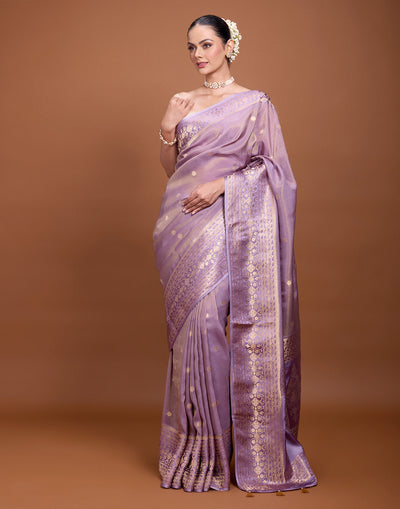 Thisle Paradise Floral Butti Silk Saree