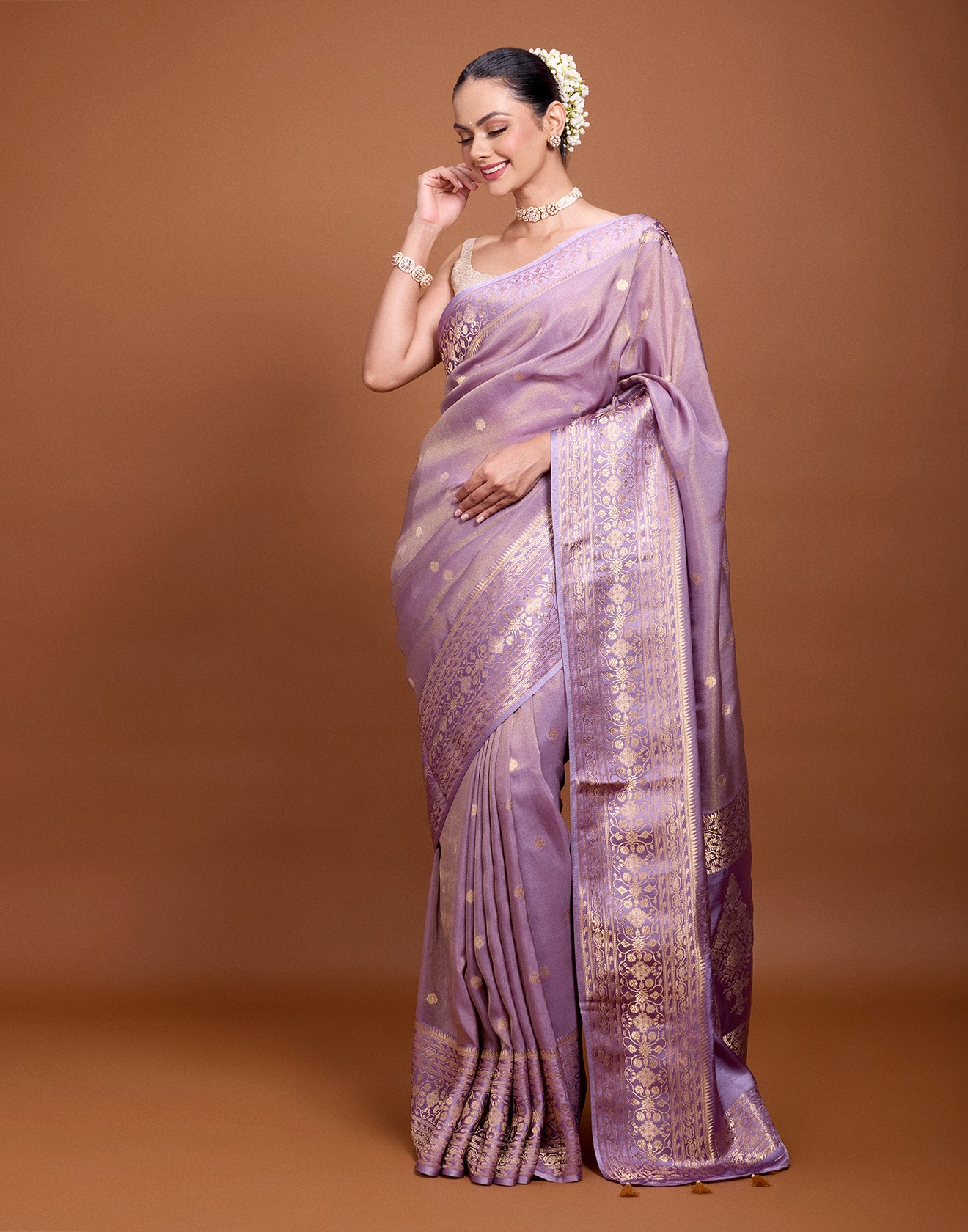 Thisle Paradise Floral Butti Silk Saree