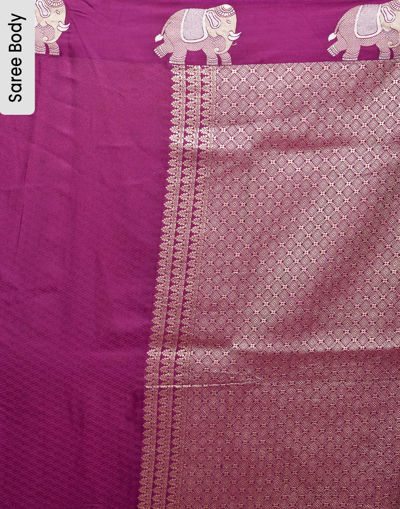 Traditional Aster Jacquard Silk Saree With Haati Border