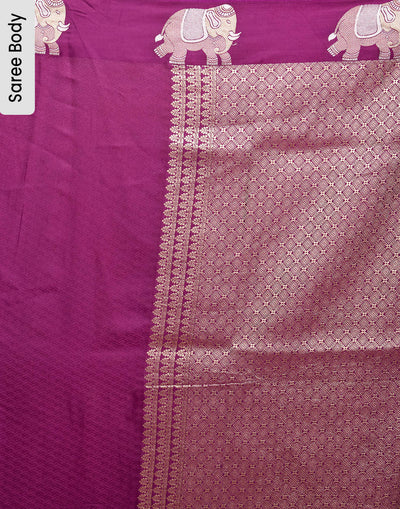 Traditional Aster Jacquard Silk Saree With Haati Border