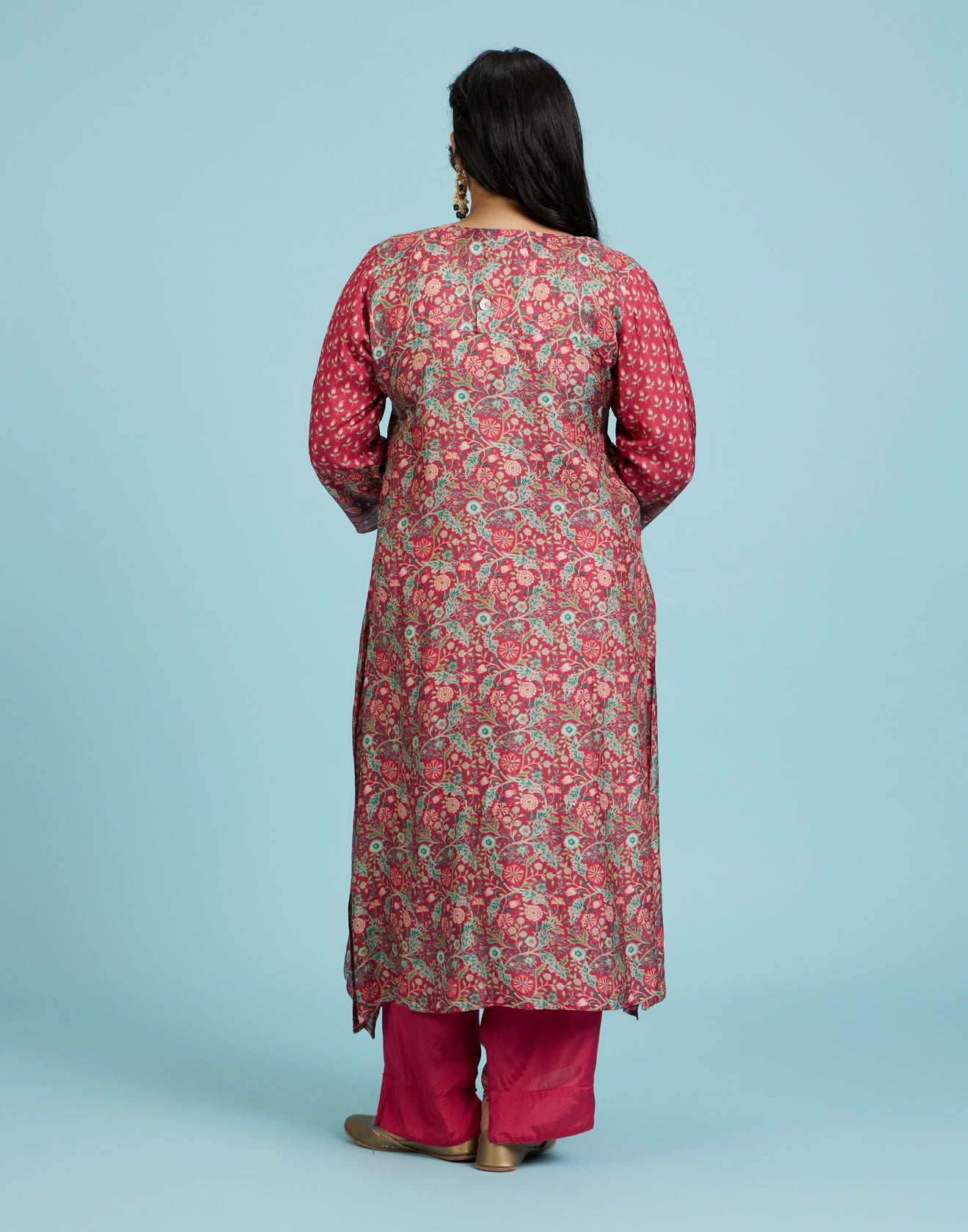 Vermilion Red Kalamkari Printed Kurta Set