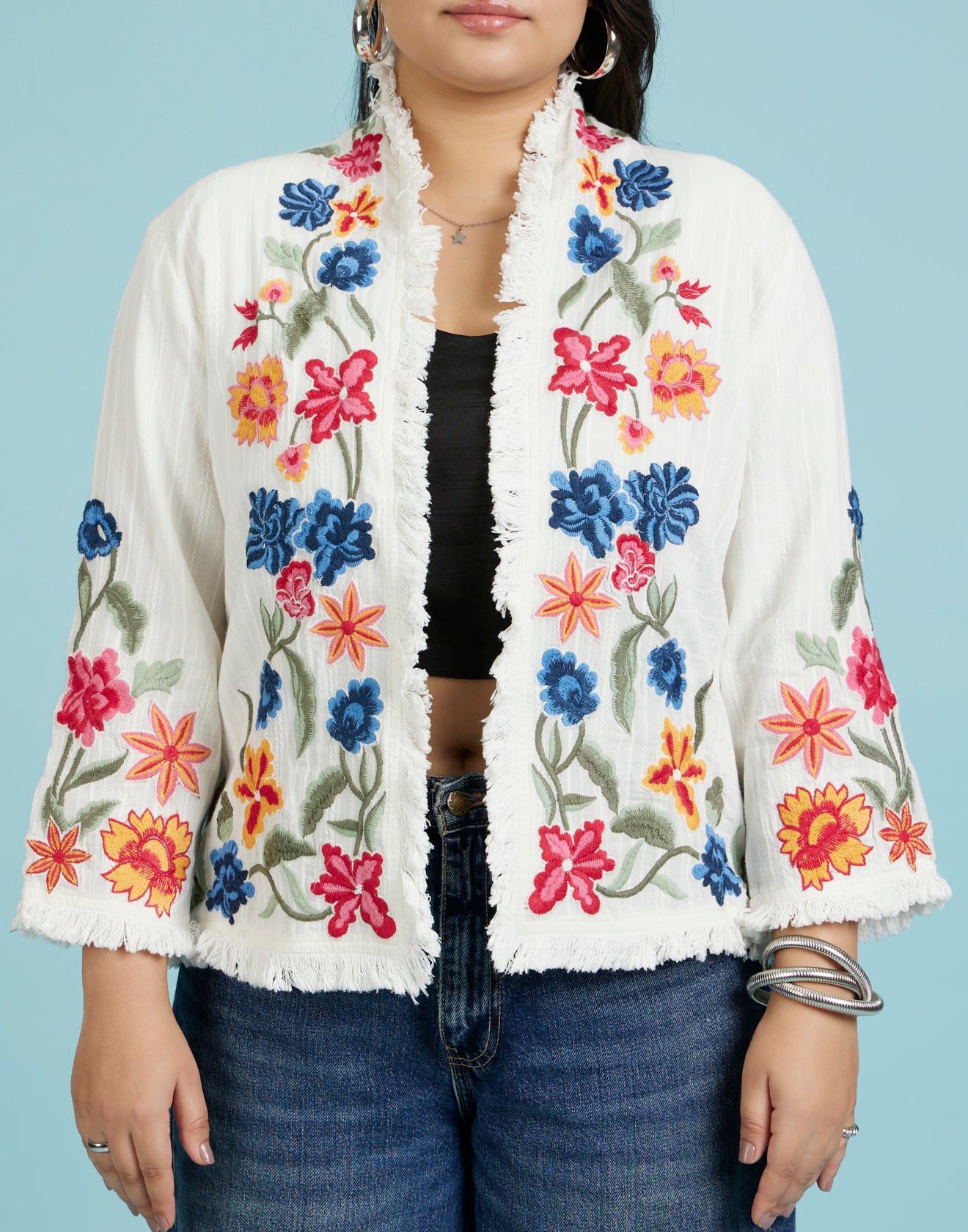 Vibrant Gardenia Embroidered Ethnic Jacket