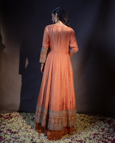 Vibrant Orange Embellished Anarkali Gown