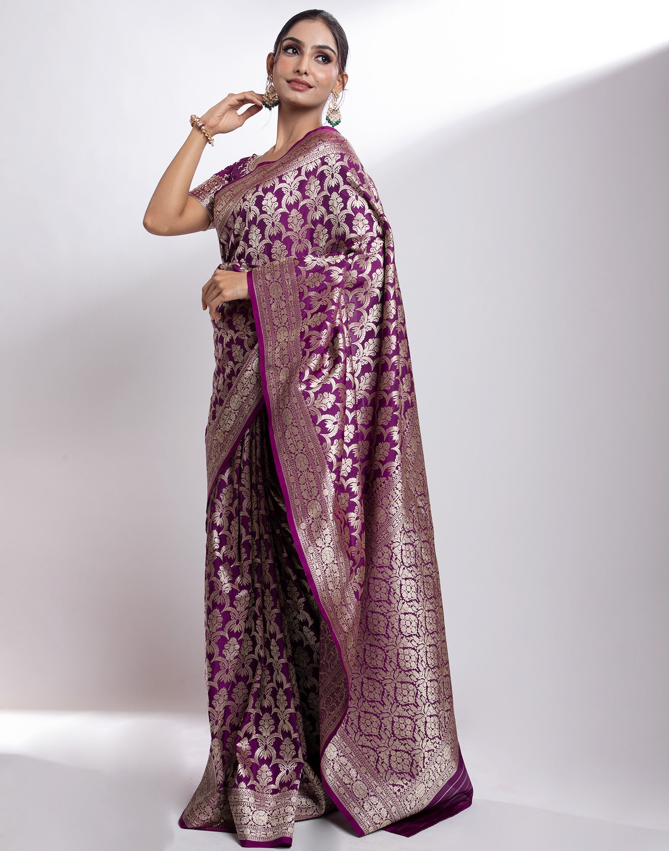 Vibrant Purple Banarasi Silk Saree