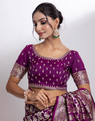 Vibrant Purple Banarasi Silk Saree