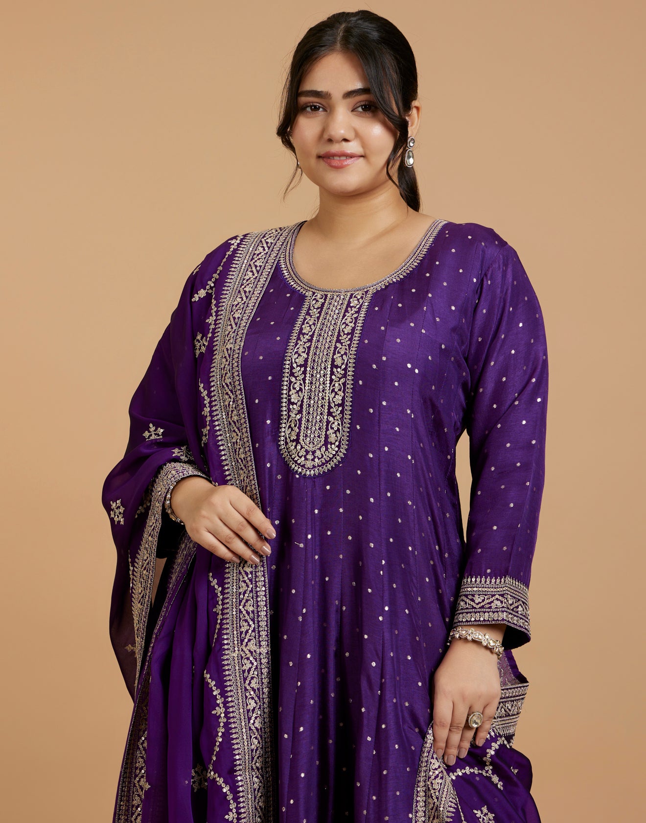 Vibrant Purple Zari Embroidered Designer Sharara Suit