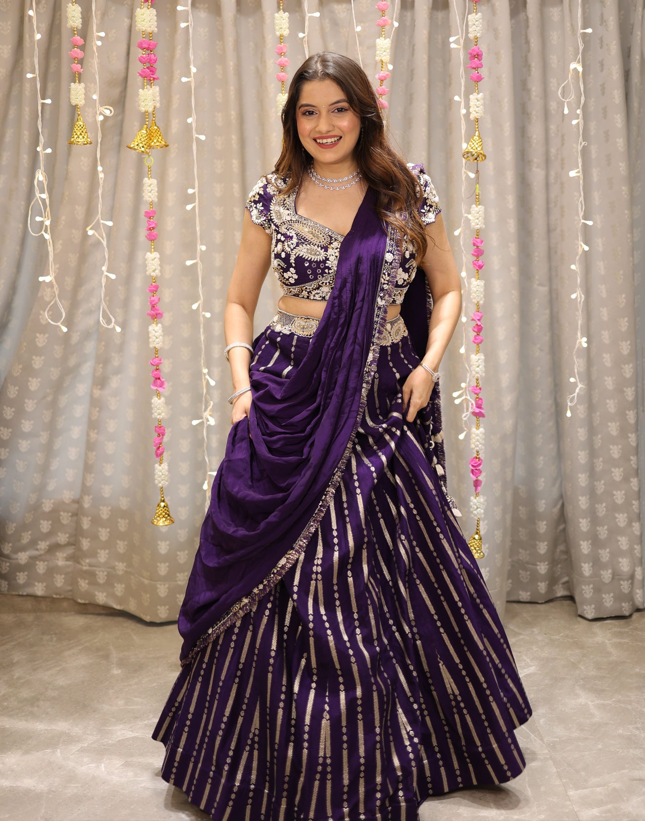 Vinni Jain X Purple Banarasi Silk Lehenga