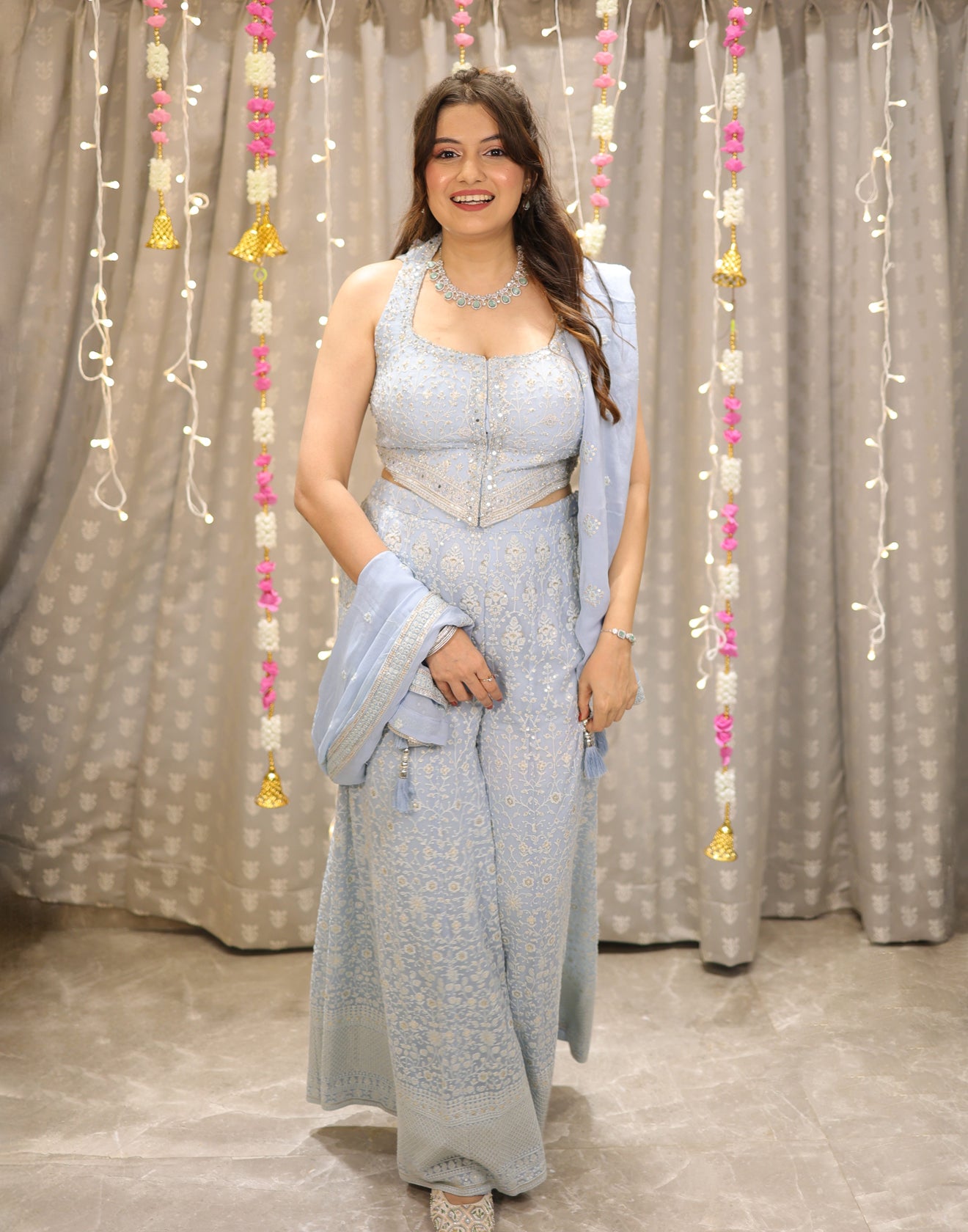 Vinni Jain X Roopkala Powder Blue Indo-Western Suit