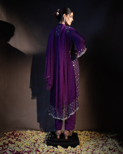 Violet Swarovski Embellished Suit Set