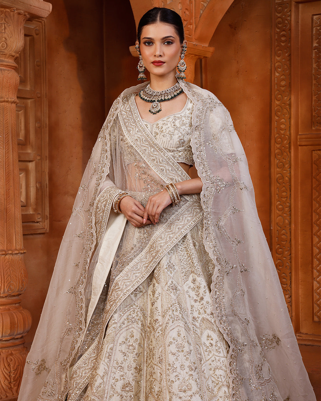 Angelic Ivory Pure Silk Bridal Lehenga