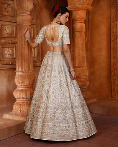 Angelic Ivory Pure Silk Bridal Lehenga