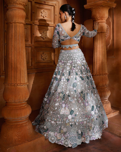 Aqua Pop Embellished Bridal Lehenga Set