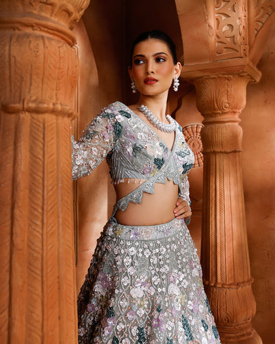 Aqua Pop Embellished Bridal Lehenga Set