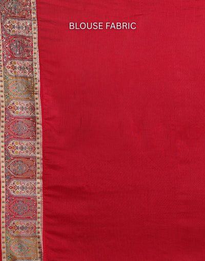 Berry Red Festive Silk Saree WIth Unstitched Blouse Fabric