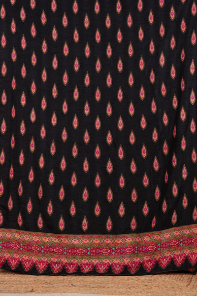 Black And Berry Hues Weave Blended Silk Unstitched Suit Set