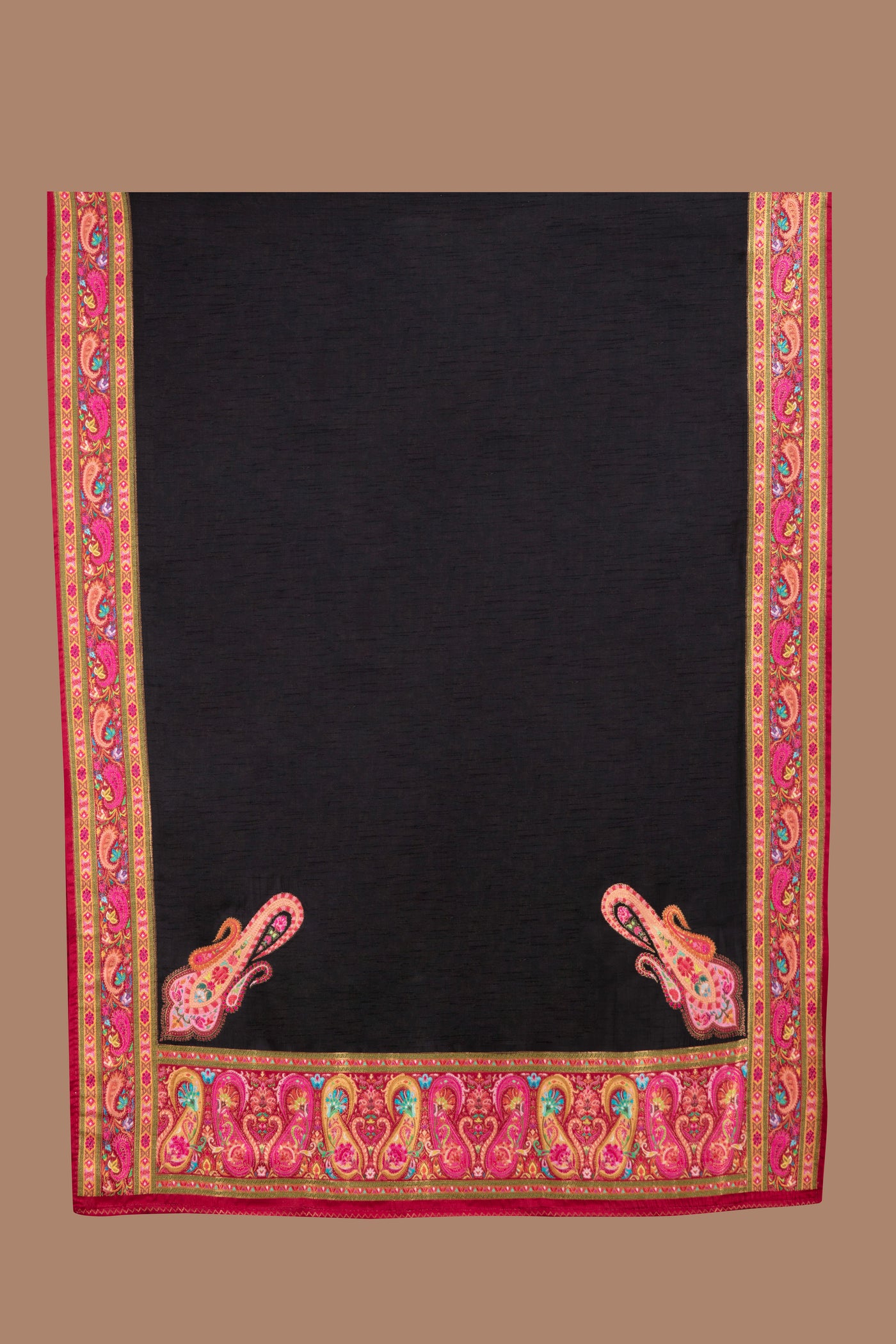 Black With Multicolor Weave Blended Silk Unstitched Suit Set