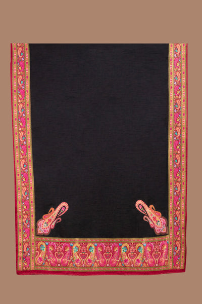 Black With Multicolor Weave Blended Silk Unstitched Suit Set