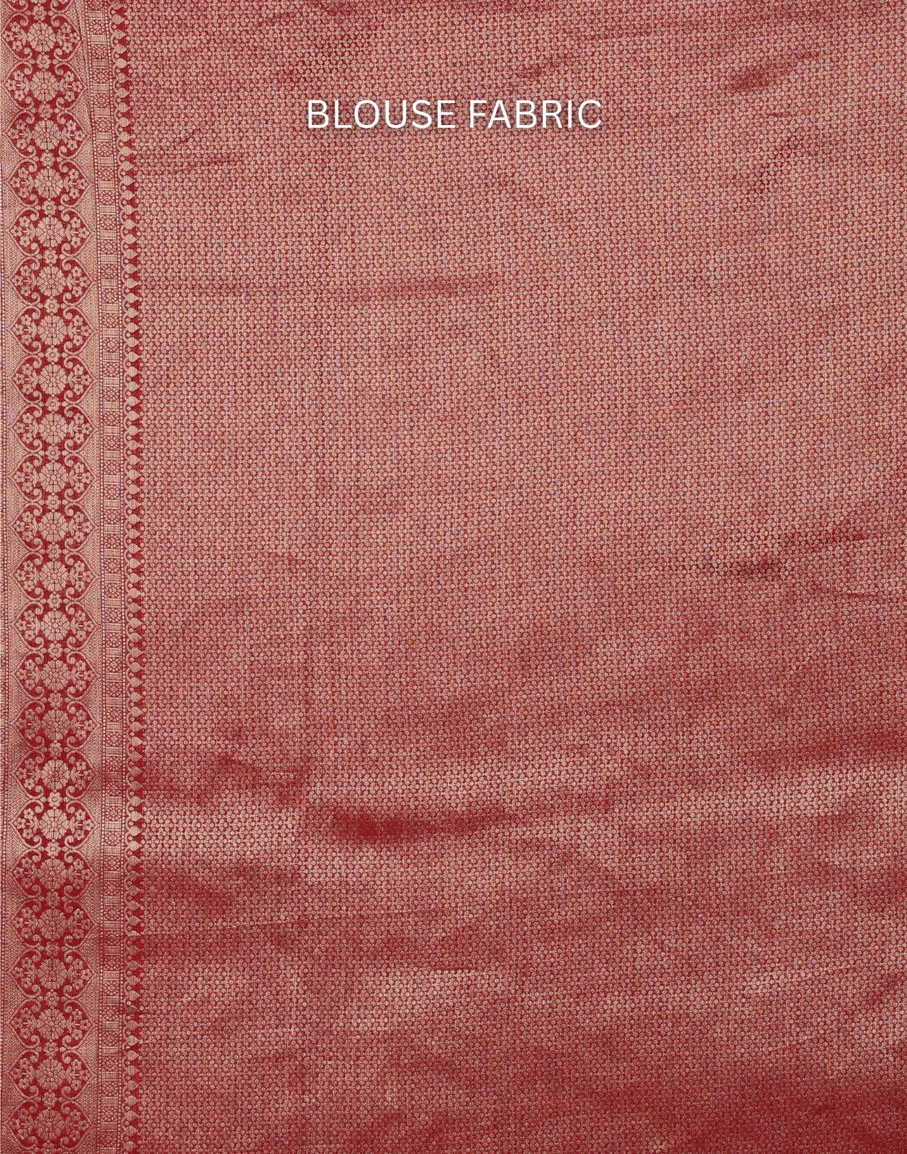 Brick Maroon Dola Silk Saree With Unstitched Blouse Fabric