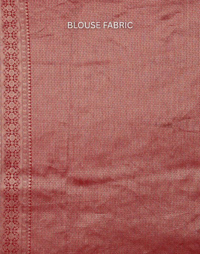 Brick Maroon Dola Silk Saree With Unstitched Blouse Fabric