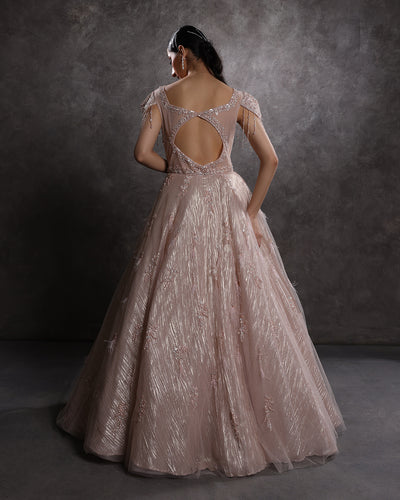 Caramel Sheen Embellished Bridal Gown