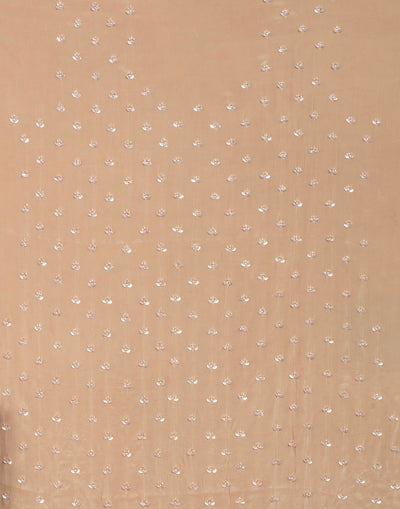 Charming Gold Crepe Silk Embroidered Unstitched Suit Set