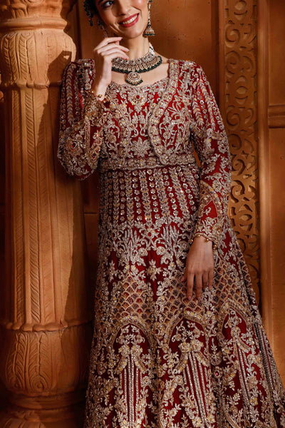 Cherrywood Maroon Embroidered Bridal Farshi Set