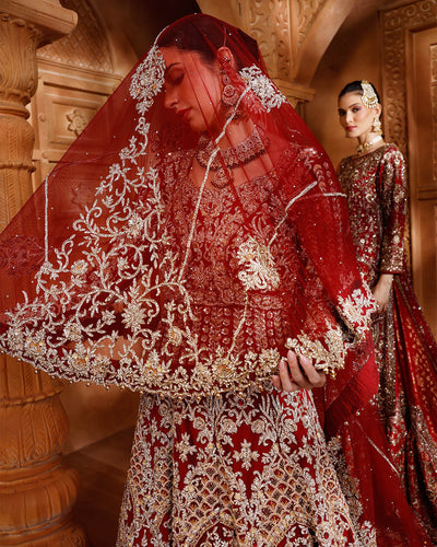 Cherrywood Maroon Embroidered Bridal Farshi Set