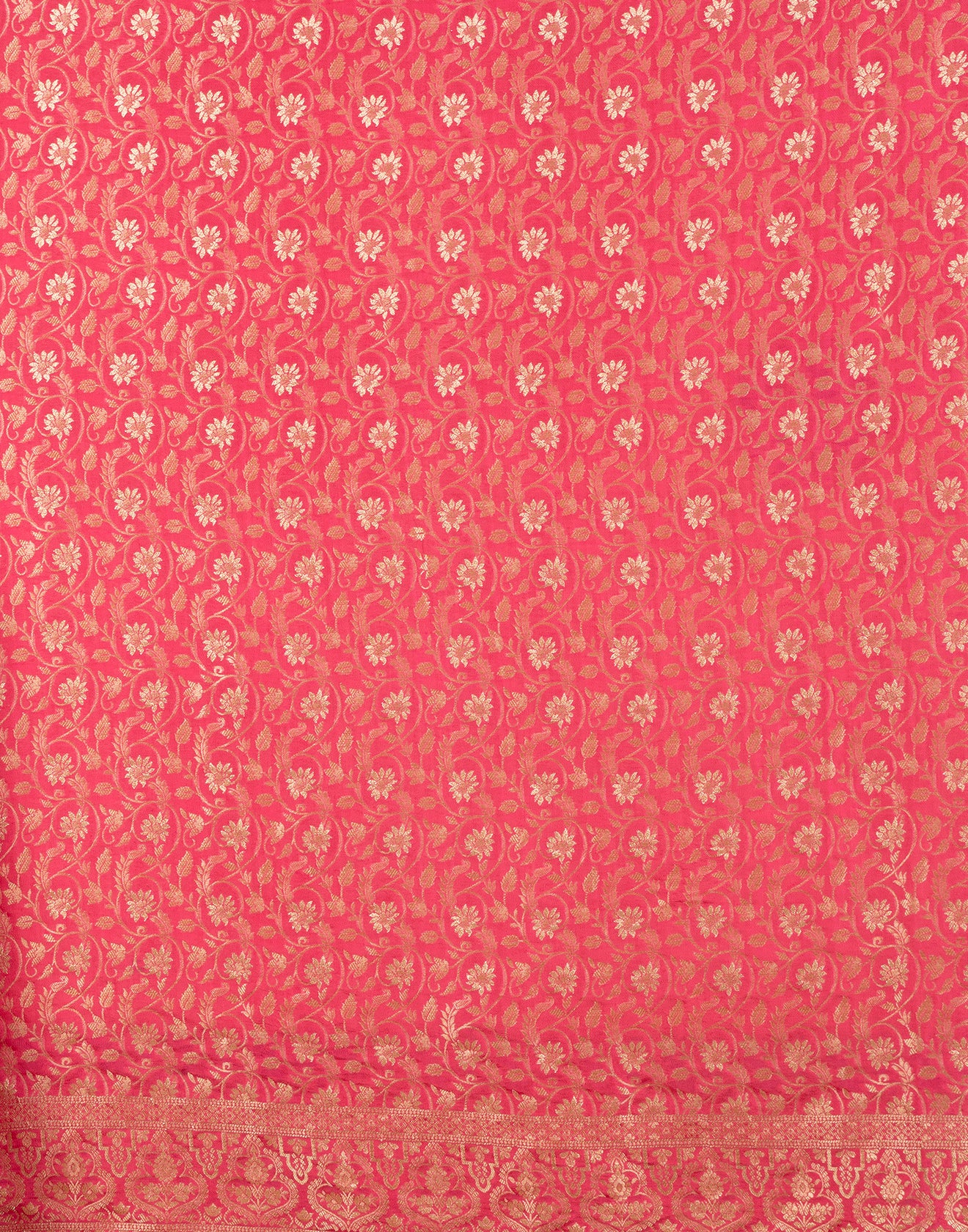 Coral Peach Banarasi Dola Silk Unstitched Suit Set