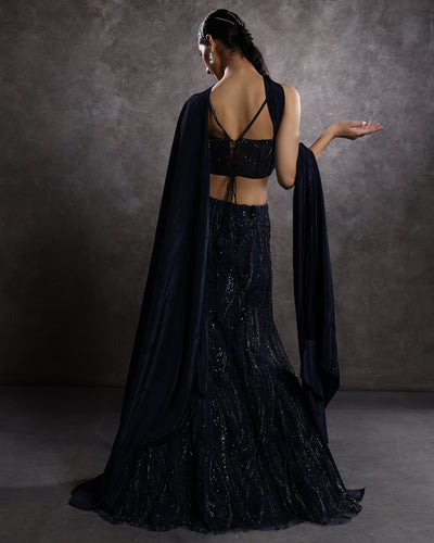 Cosmic Charm Embellished Corset With Fishcut Cocktail Lehenga Set